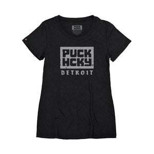 PUCK HCKY 'DETROIT' women's short sleeve hockey t-shirt in black