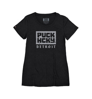 PUCK HCKY 'DETROIT' women's short sleeve hockey t-shirt in black