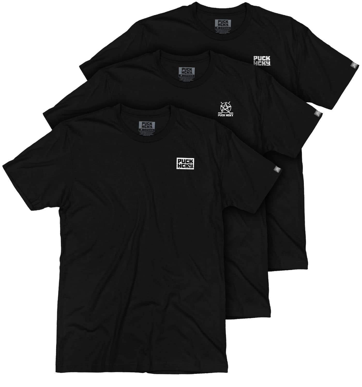 PUCK HCKY ‘HAT TRICK’ short sleeve basic black hockey t-shirt 3-pack