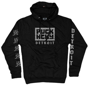 PUCK HCKY 'DETROIT' pullover hockey hoodie in black