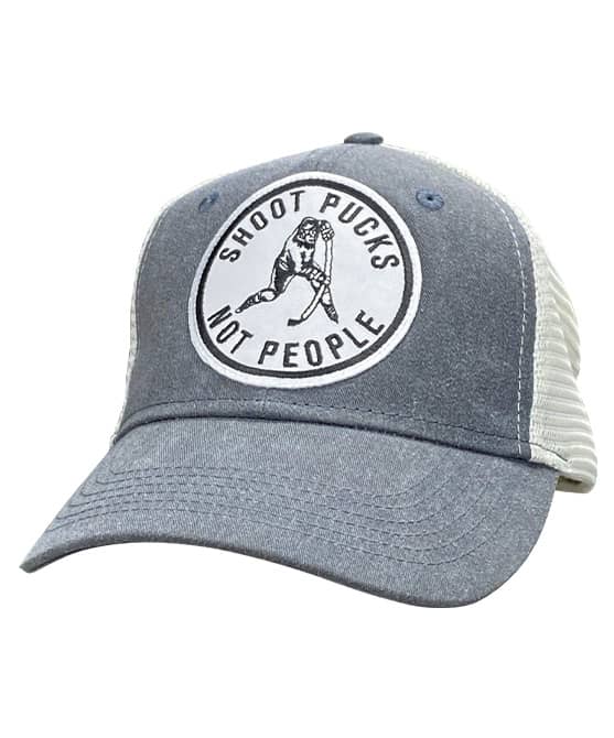 PUCK HCKY 'SHOOT PUCKS NOT PEOPLE - CIRCLE' trucker snapback hockey hat