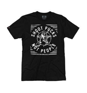 PUCK HCKY 'Shoot Pucks Not People - The Big Skate' Hockey T-Shirt