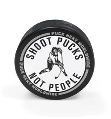 PUCK HCKY 'SHOOT PUCKS NOT PEOPLE - THE BIG SKATE' limited edition hockey puck
