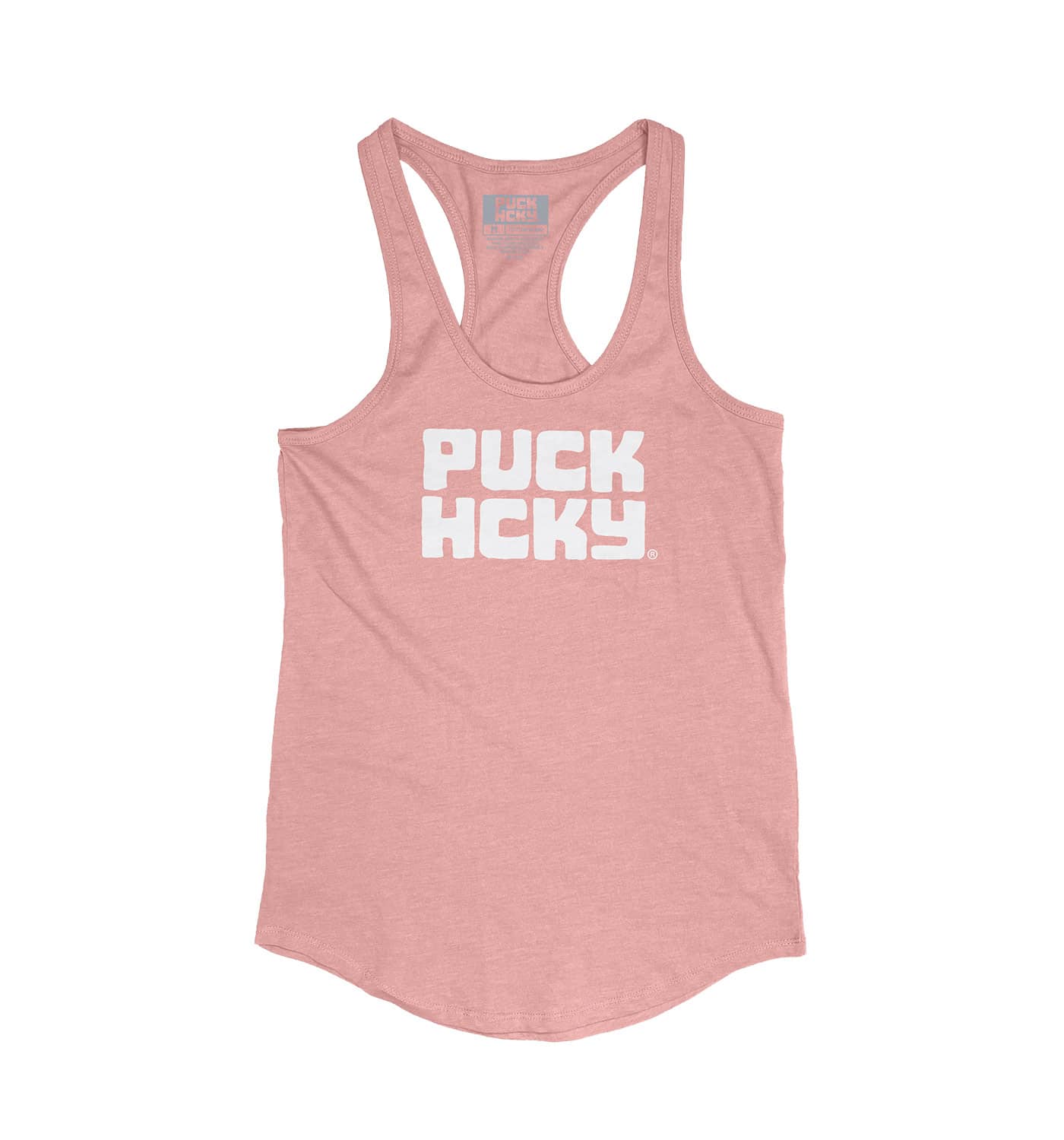 PUCK HCKY 'STACKED' women's hockey tank top in dusty rose