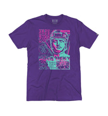 PUCK HCKY 'VAPORWAVE' short sleeve hockey t-shirt in purple front view