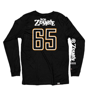 ROB ZOMBIE 'MARS NEEDS HCKY' long sleeve hockey t-shirt in black back view