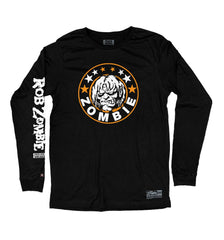 ROB ZOMBIE 'MARS NEEDS HCKY' long sleeve hockey t-shirt in black front view