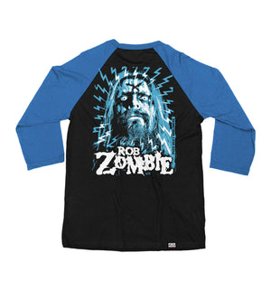 ROB ZOMBIE 'SKATANIC' hockey raglan t-shirt in grey with black sleeves back view