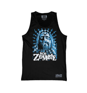 ROB ZOMBIE 'SKATANIC' hockey tank top in black front view