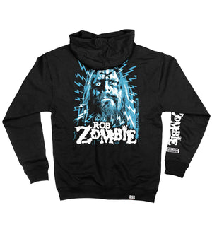 ROB ZOMBIE 'SKATANIC' full zip hockey hoodie in black back view