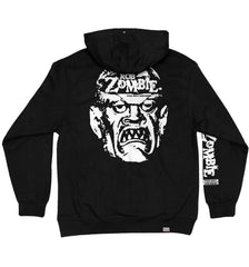 ROB ZOMBIE 'SKATERBEAST' laced pullover hockey hoodie in black with laces in black and white back view
