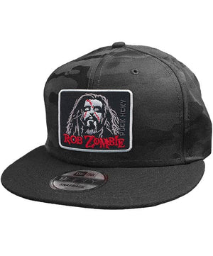 ROB ZOMBIE 'THUNDER FISTS 65' snapback hockey cap in black camo front view