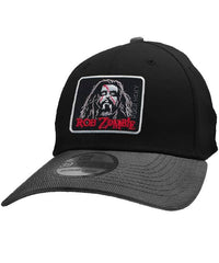 ROB ZOMBIE 'THUNDER FISTS 65' stretch fit hockey cap in in black with charcoal brim front view