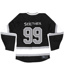 SEETHER 'THE S' hockey jersey in black, white, and grey back view