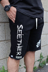 SEETHER 'THE S' fleece hockey shorts in black front view on model