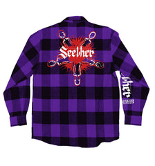 SEETHER 'WASTELAND' hockey flannel in purple plaid back view