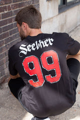 SEETHER 'WASTELAND' short sleeve hockey t-shirt in black back view on model