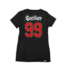SEETHER ‘WASTELAND’ women's short sleeve hockey t-shirt in black back view