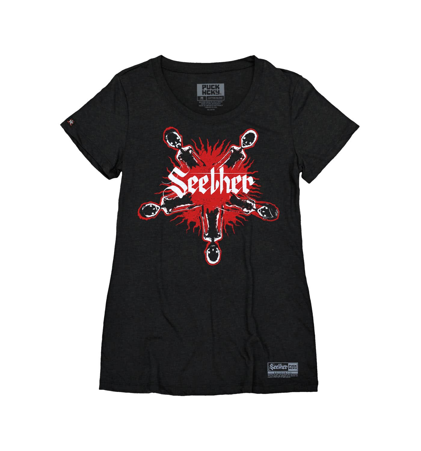 SEETHER ‘WASTELAND’ women's short sleeve hockey t-shirt in black front view