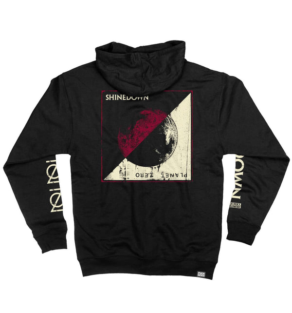 SHINEDOWN ‘PLANET ZERO’ full zip hockey hoodie in black back view