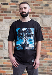 SHINEDOWN ‘WHISPER’ short sleeve hockey t-shirt in black front view on model