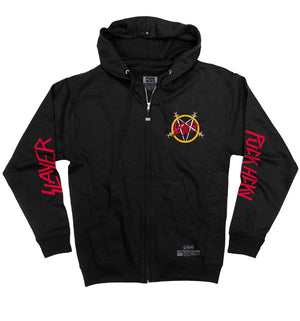 SLAYER 'REIGN IN BLOOD' full zip hockey hoodie in black front view