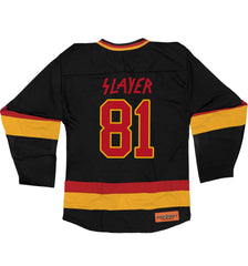 SLAYER 'REIGN IN BLOOD' hockey jersey in black, red, and gold back view