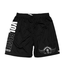 VOLBEAT ‘7 SHOTS’ mesh hockey shorts in black front view