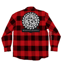WHITECHAPEL 'MARK OF THE SKATE BLADE' hockey flannel in red plaid back view