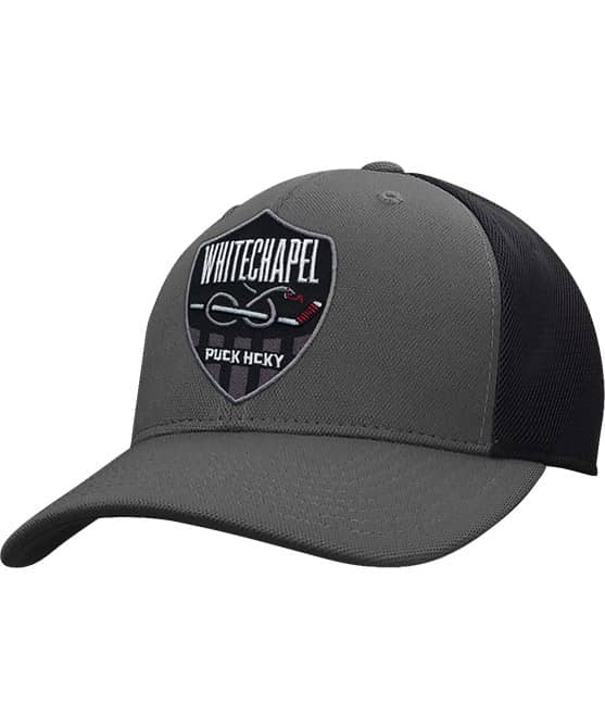 WHITECHAPEL 'PUCKIN VENOMOUS' mesh back hockey cap in iron grey and black